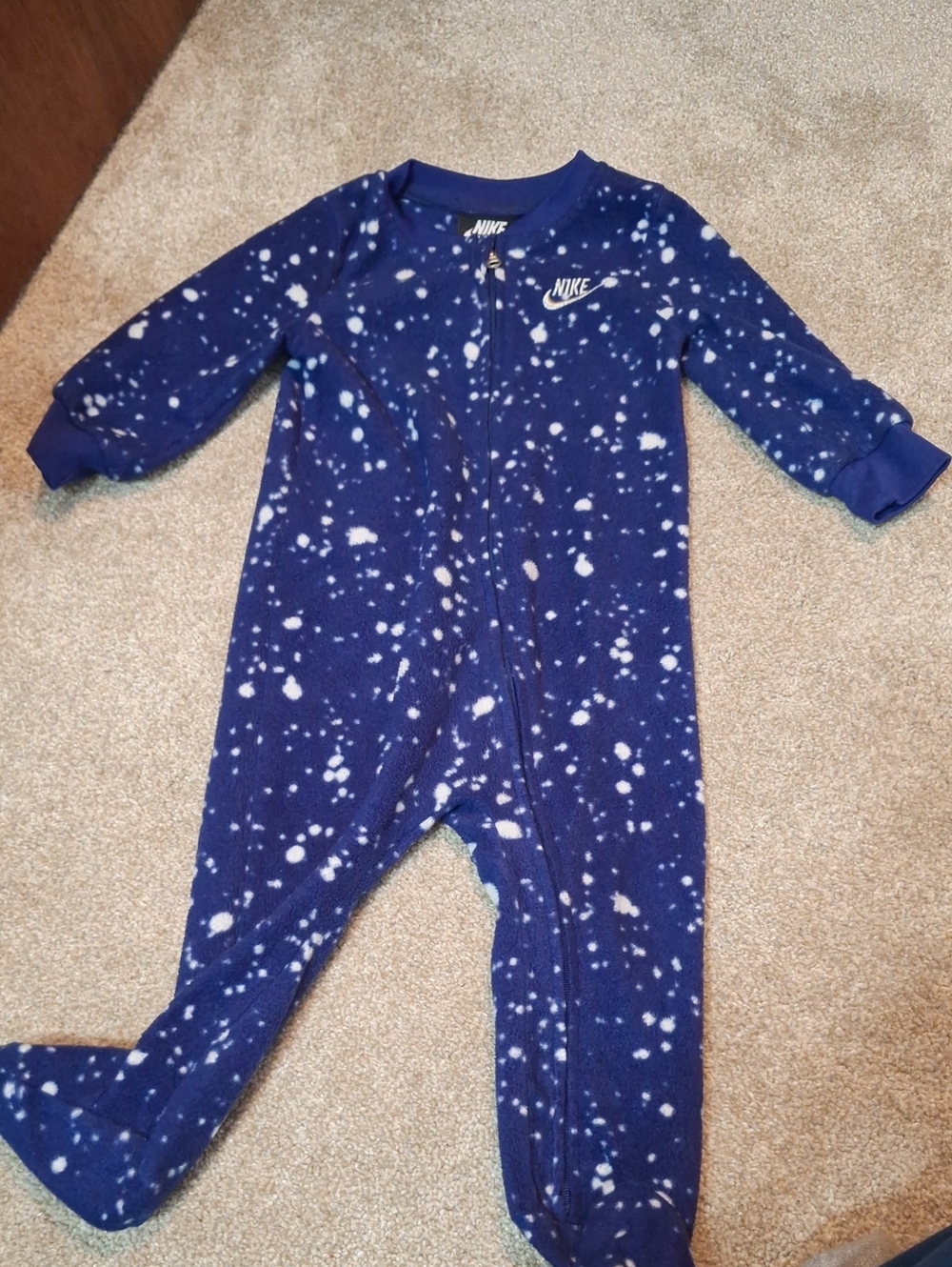 Nike Navy Blue Star-Speckle Footed One-Piece Pajamas